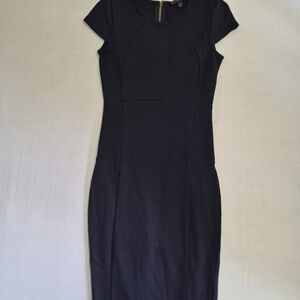 Felicity & Coco Black Cap-Sleeve Midi Sheath Dress